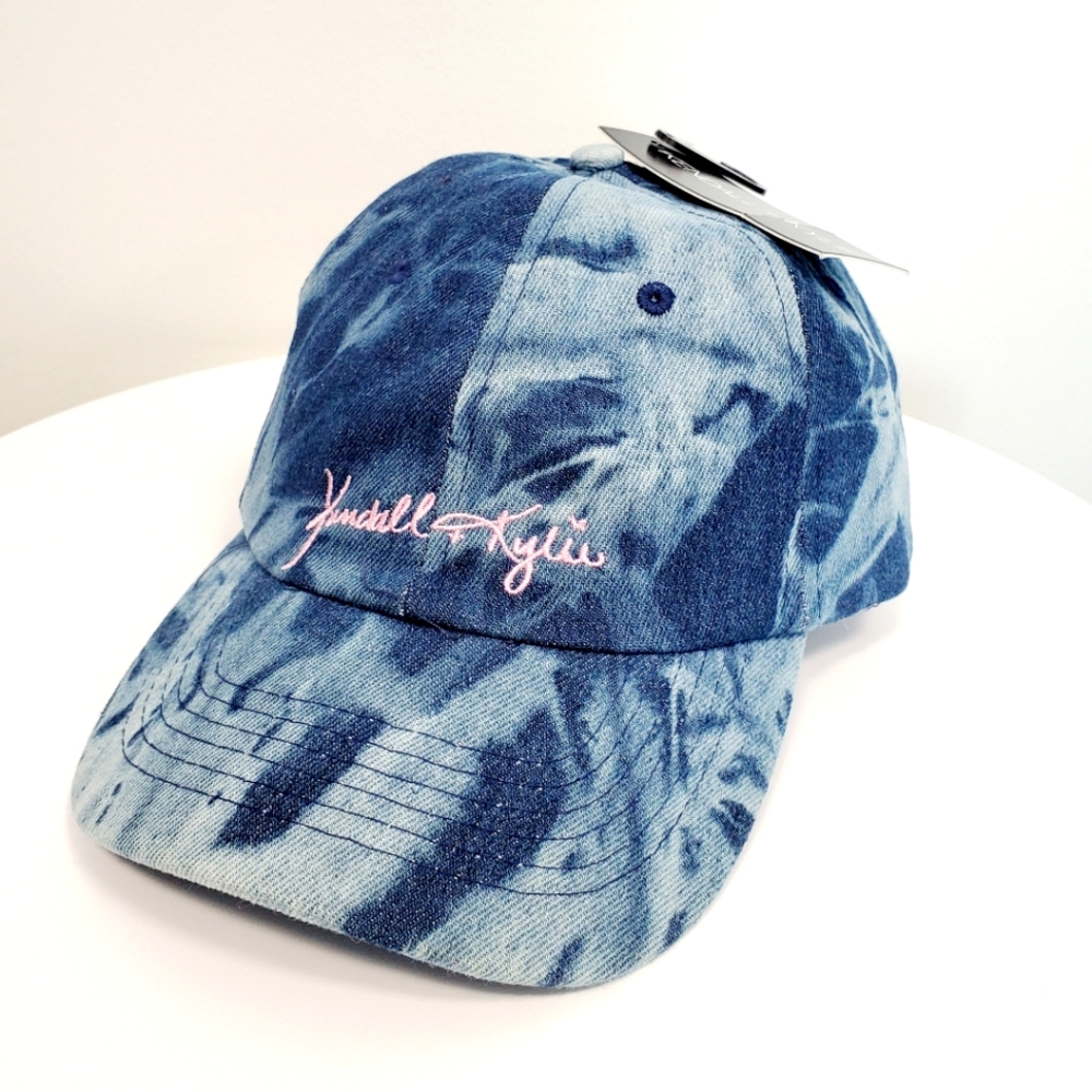 Kendall & Kylie Tie-Dye Blue Cap with Pink Script